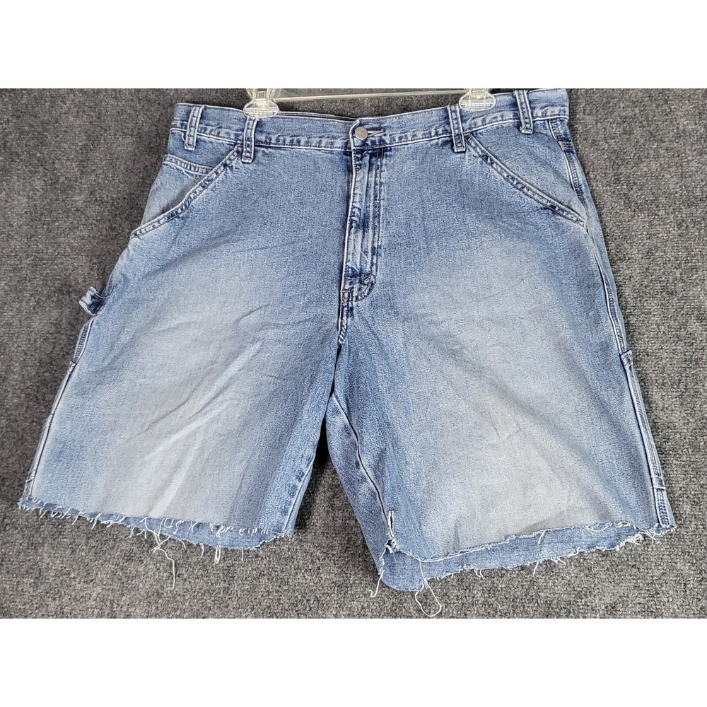 Levis SilverTab Carpenter Shorts Mens 36 Light Wash Frayed Raw Hem Denim Cutoffs